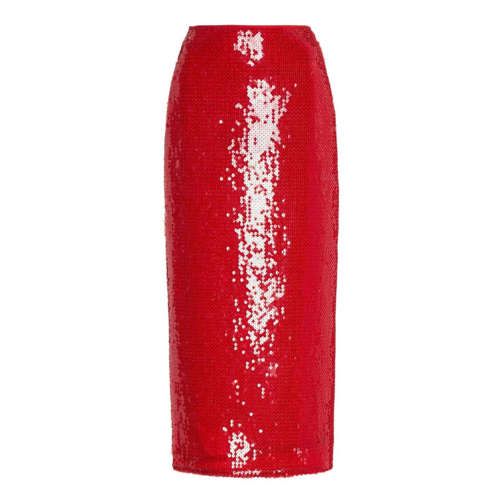 David Koma - Sparkly Sequinned Red Midi Skirt - UK 8